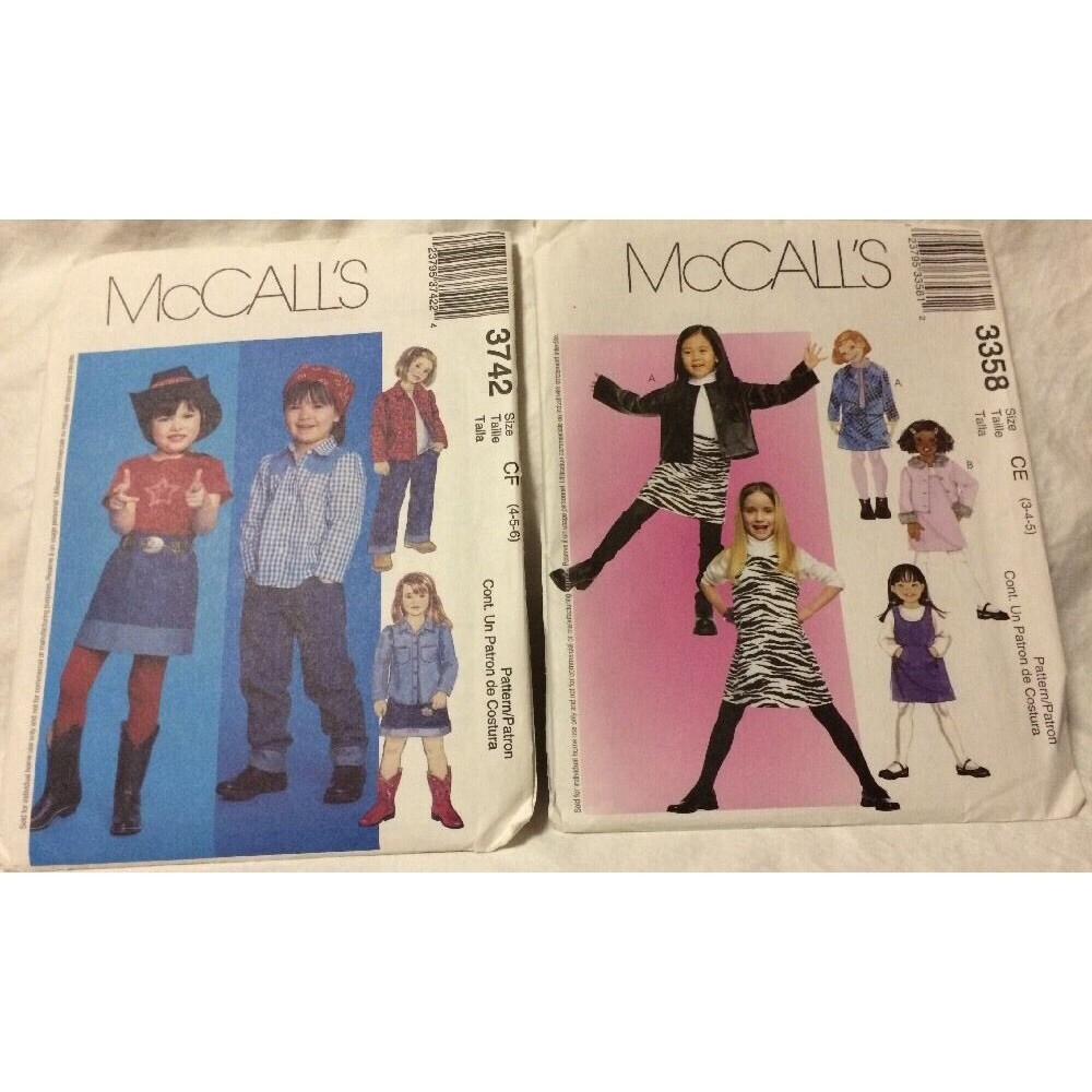 McCalls 2 sewing patterns kids Size 4 5 western shirt jumper jacket 3742 3358